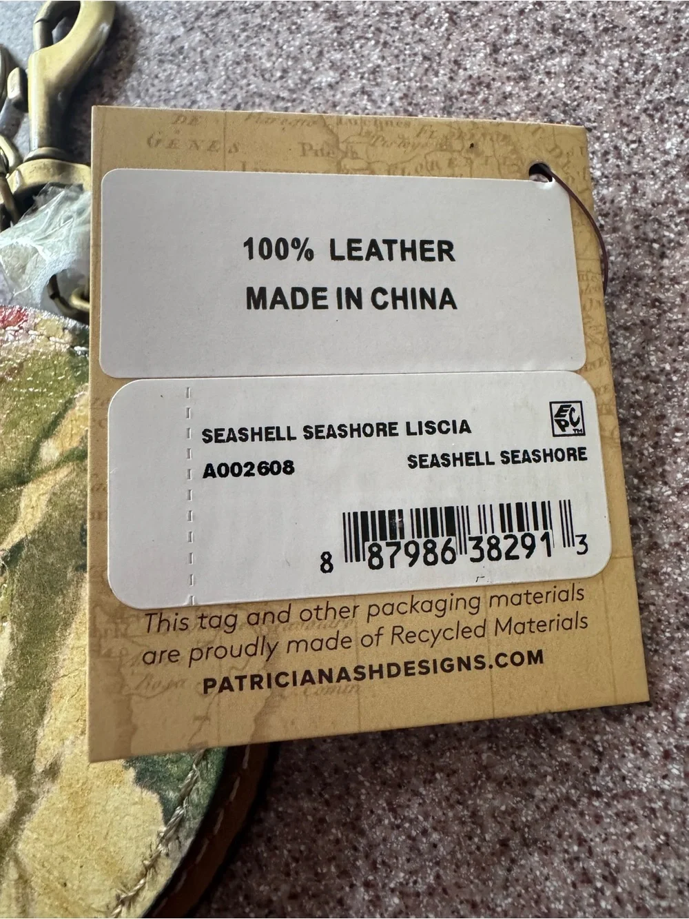 Patricia Nash Green Floral Leather Mirrored Key fob